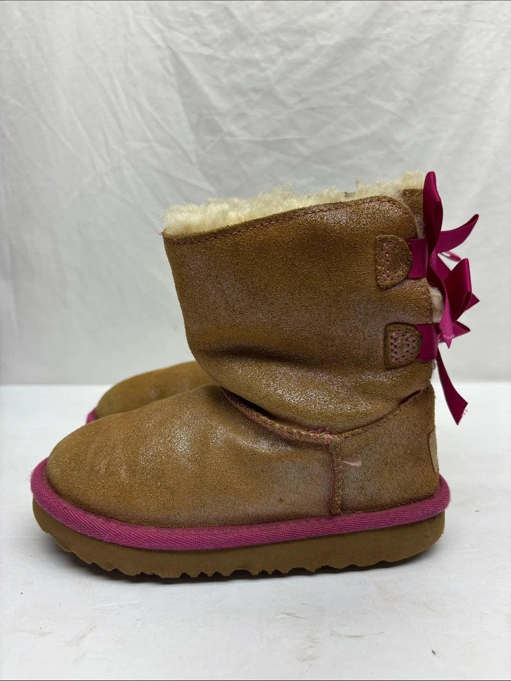 UGG Kids Chestnut and Pink Bailey Bow Boot, SZ 11 toddler girl, box 72